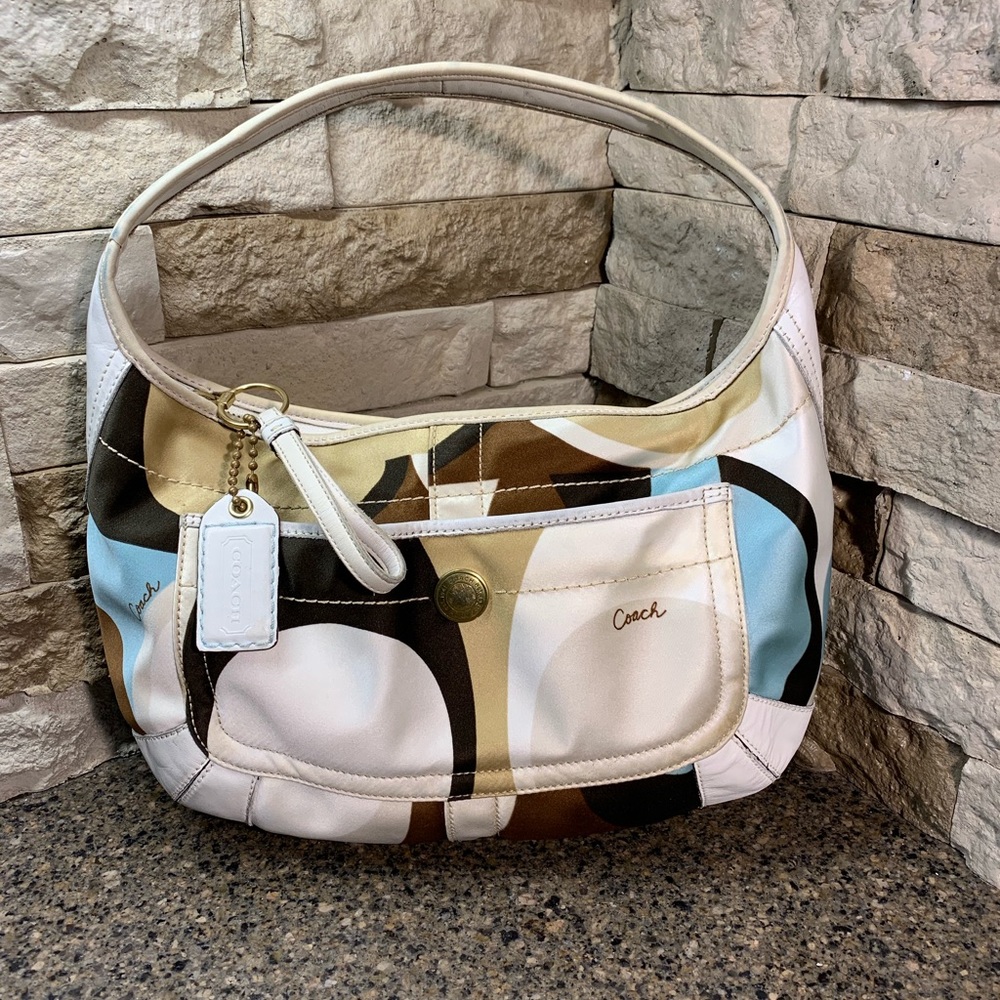 COACH 10781 Ergo Sateen and Leather Hobo Bag